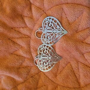 Sterling Silver Norwegian Rosemaling Heart Earrings